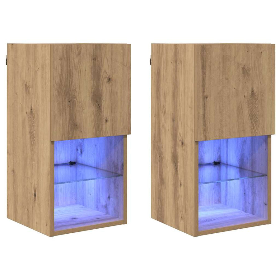 Wandgemonteerde TV-kasten 2 pcs Artisan Eiken 30,5 x 30 x 60 cm