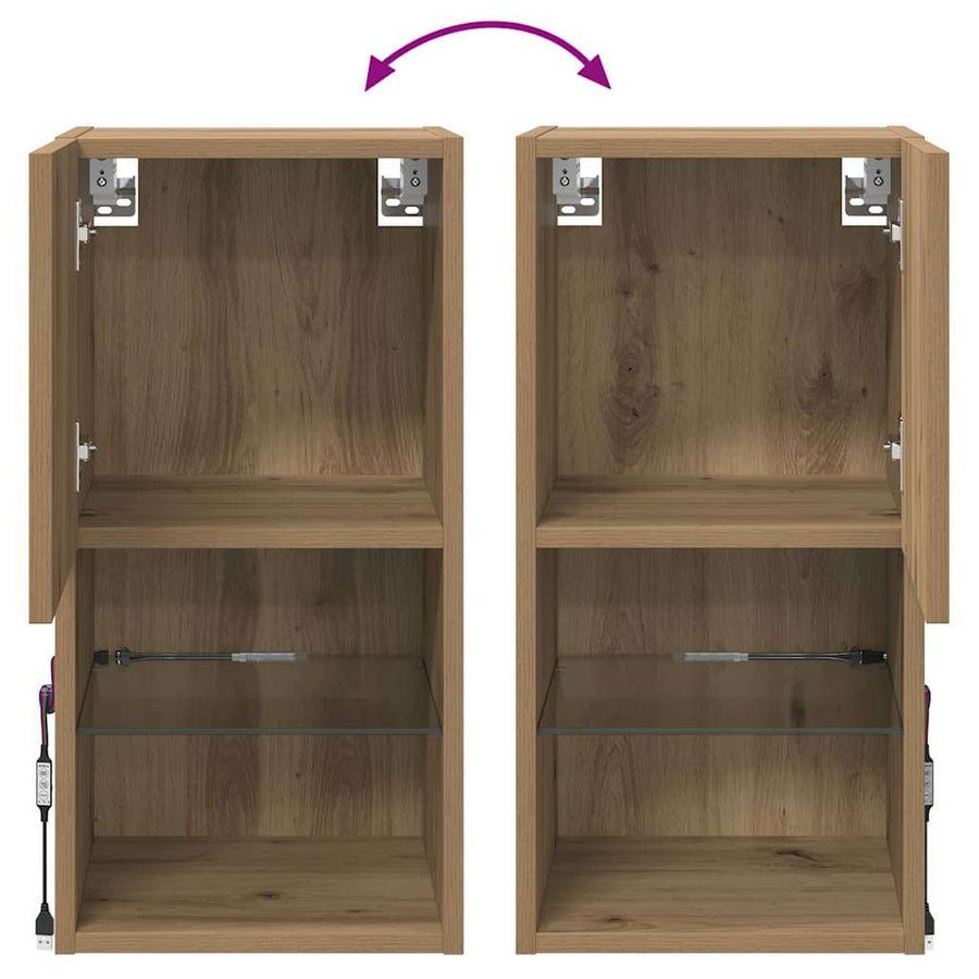 Wandgemonteerde TV-kasten 2 pcs Artisan Eiken 30,5 x 30 x 60 cm