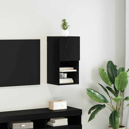 Wandgemonteerde TV Kast Zwart Eiken 30,5 x 30 x 60 cm