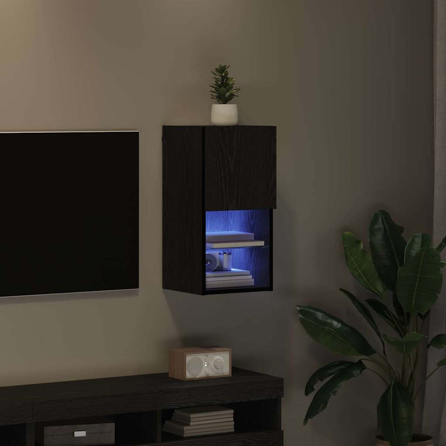 Wandgemonteerde TV Kast Zwart Eiken 30,5 x 30 x 60 cm