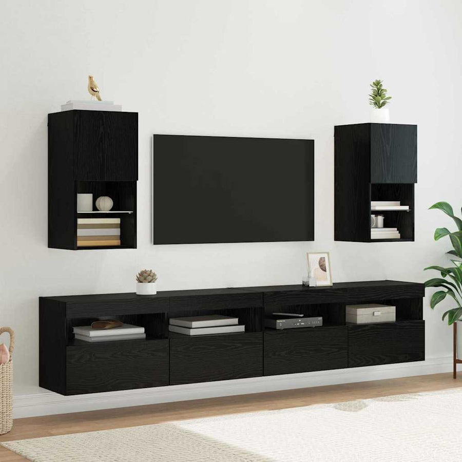 Wandgemonteerde TV Kast Zwart Eiken 30,5 x 30 x 60 cm