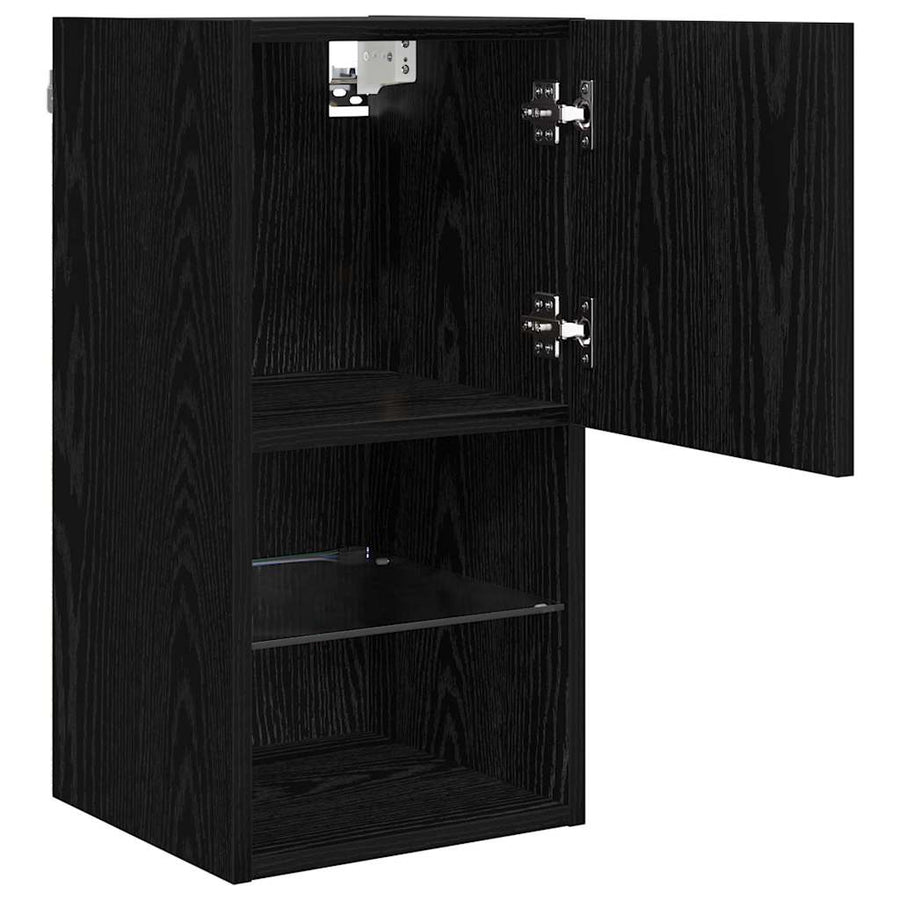 Wandgemonteerde TV Kast Zwart Eiken 30,5 x 30 x 60 cm
