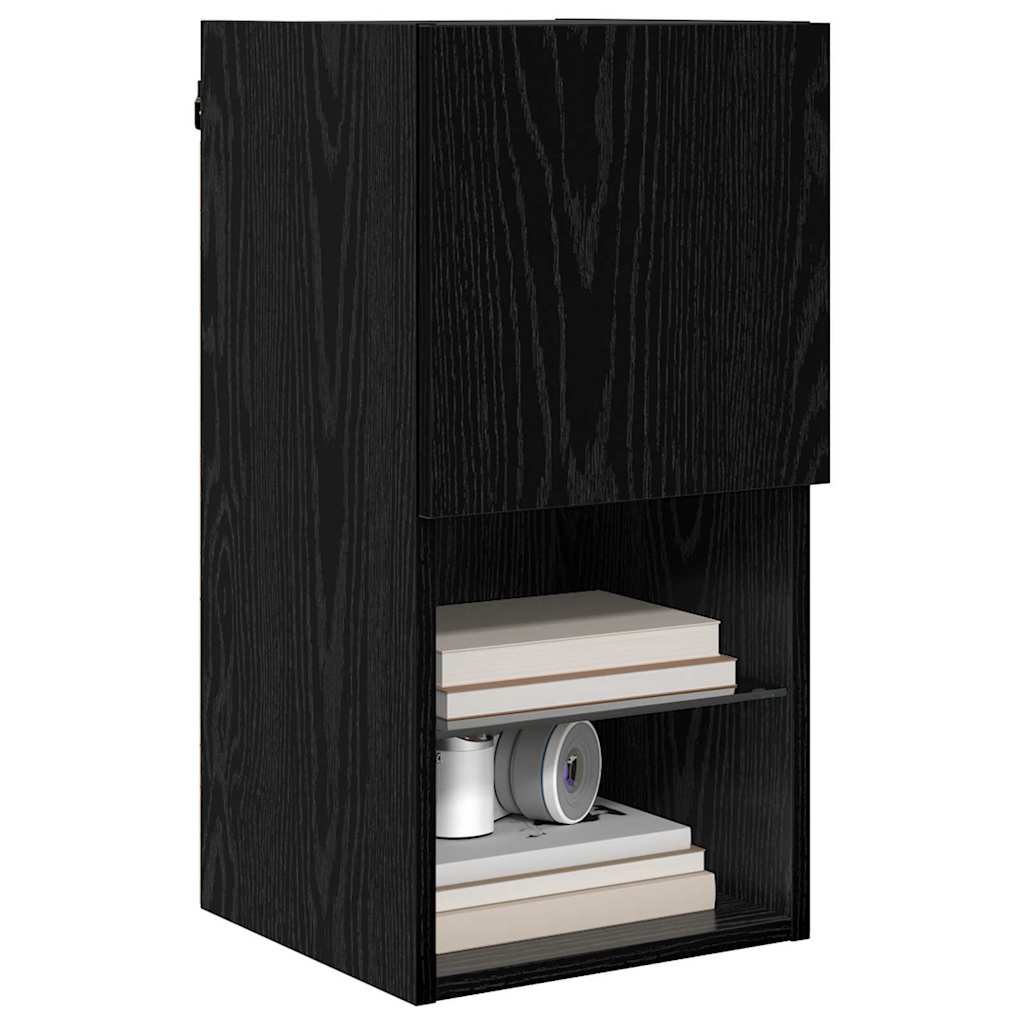 Wandgemonteerde TV Kast Zwart Eiken 30,5 x 30 x 60 cm