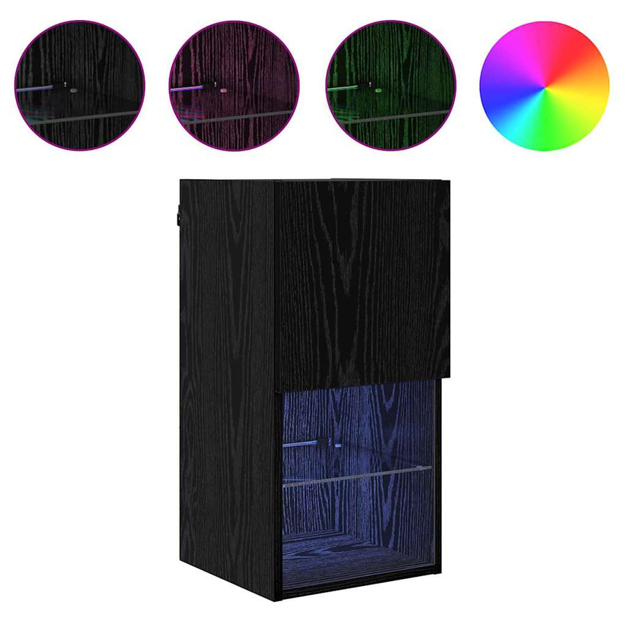 Wandgemonteerde TV Kast Zwart Eiken 30,5 x 30 x 60 cm