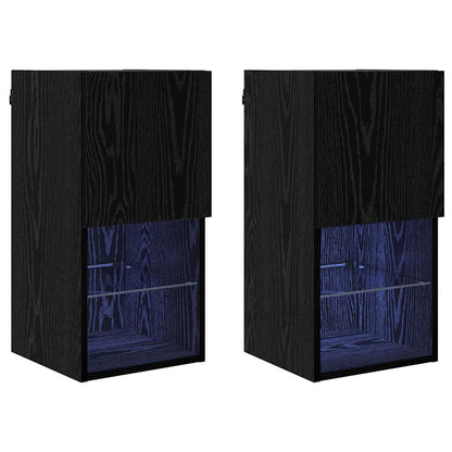 Wandgemonteerde TV-kasten 2 pcs Zwart Eiken 30,5 x 30 x 60 cm