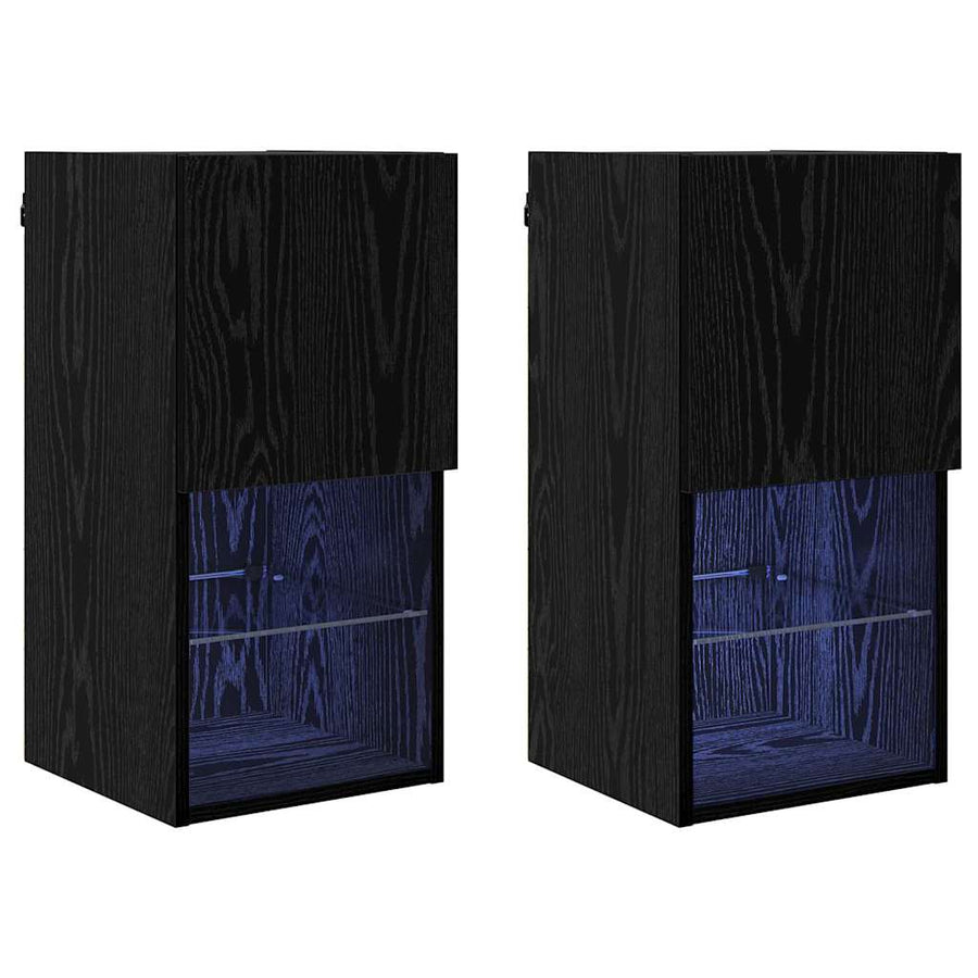 Wandgemonteerde TV-kasten 2 pcs Zwart Eiken 30,5 x 30 x 60 cm