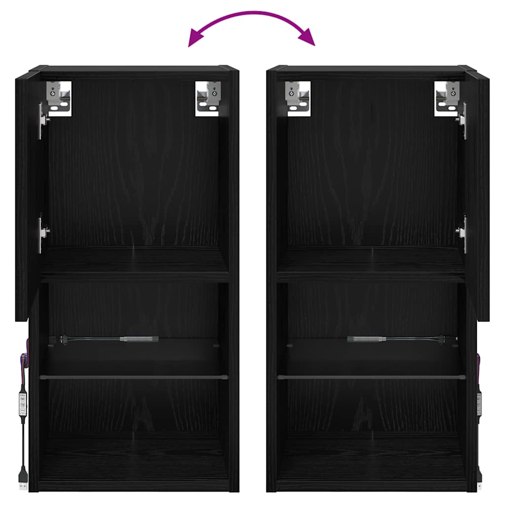 Wandgemonteerde TV-kasten 2 pcs Zwart Eiken 30,5 x 30 x 60 cm