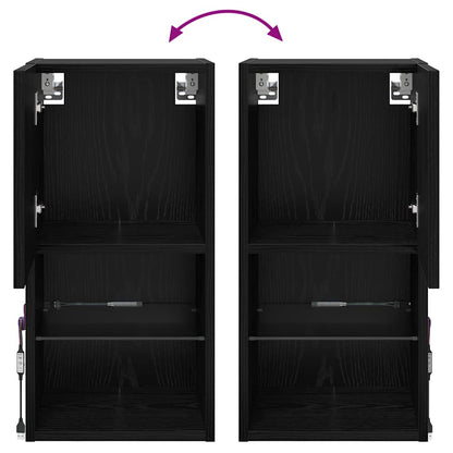 Wandgemonteerde TV-kasten 2 pcs Zwart Eiken 30,5 x 30 x 60 cm