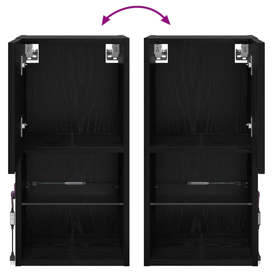 Wandgemonteerde TV-kasten 2 pcs Zwart Eiken 30,5 x 30 x 60 cm