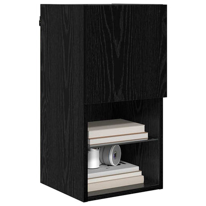 Wandgemonteerde TV-kasten 2 pcs Zwart Eiken 30,5 x 30 x 60 cm
