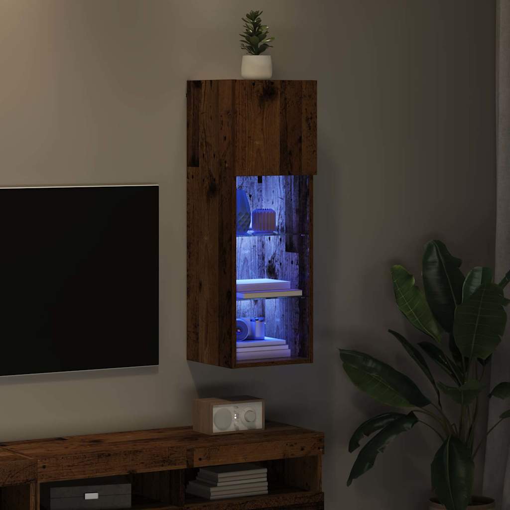 Wandgemonteerde TV Kast Oud Hout 30,5 x 30 x 90 cm Bewerkt hout