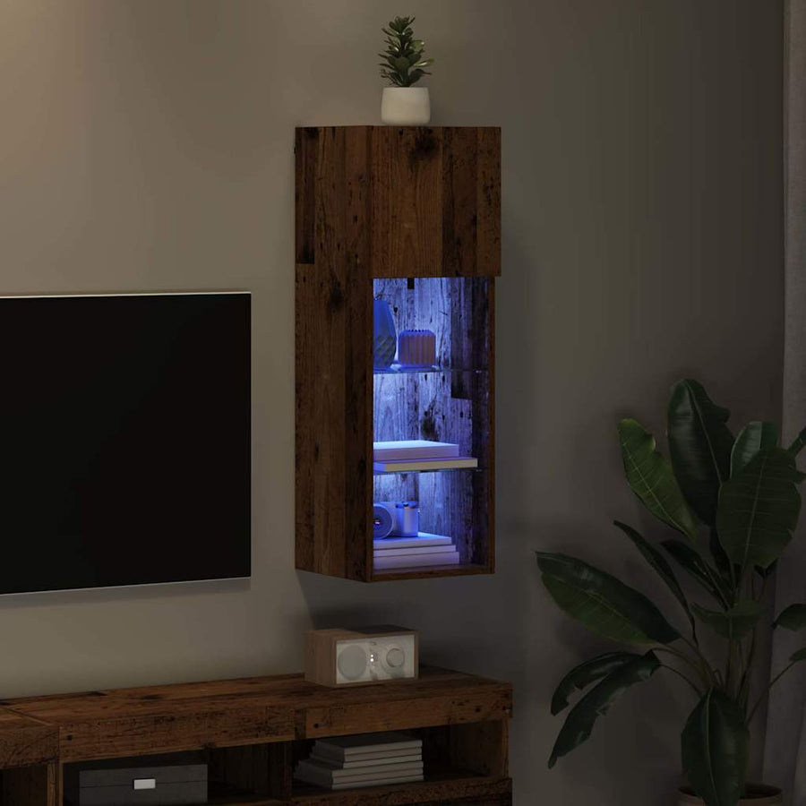 Wandgemonteerde TV Kast Oud Hout 30,5 x 30 x 90 cm Bewerkt hout