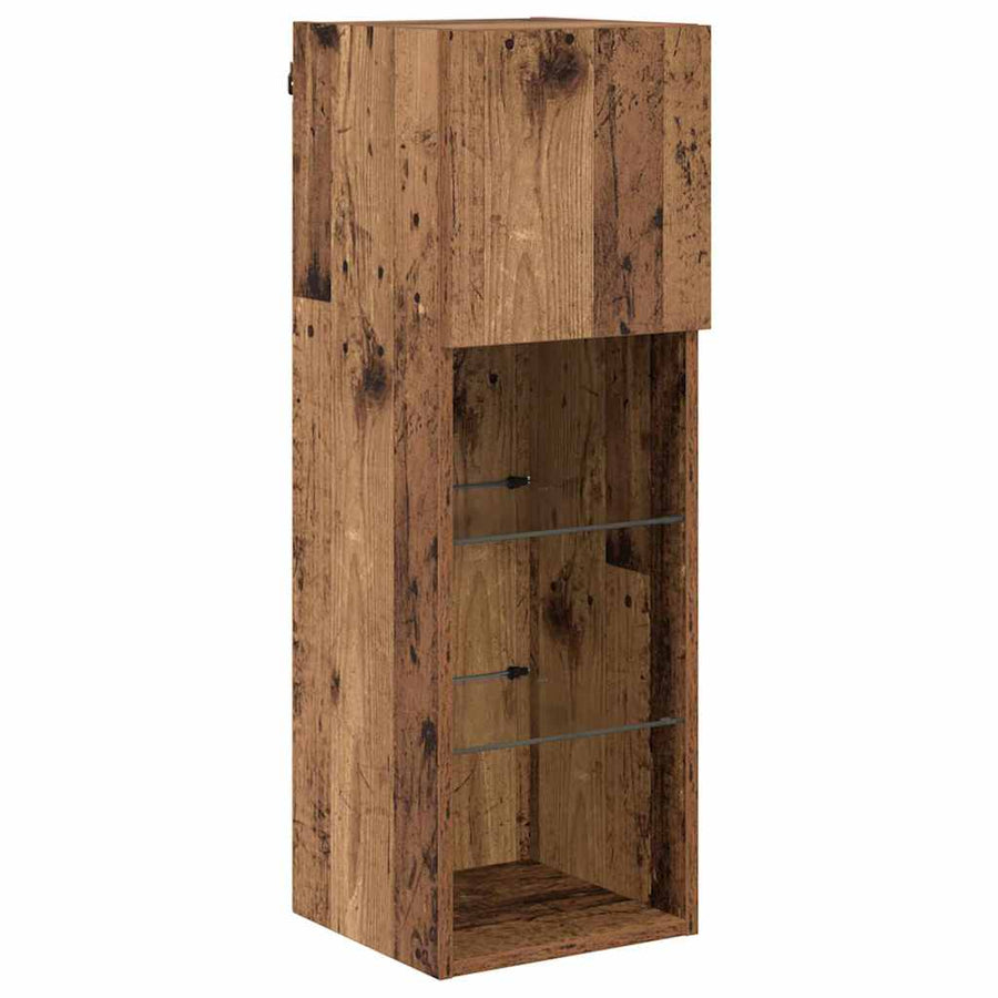 Wandgemonteerde TV Kast Oud Hout 30,5 x 30 x 90 cm Bewerkt hout