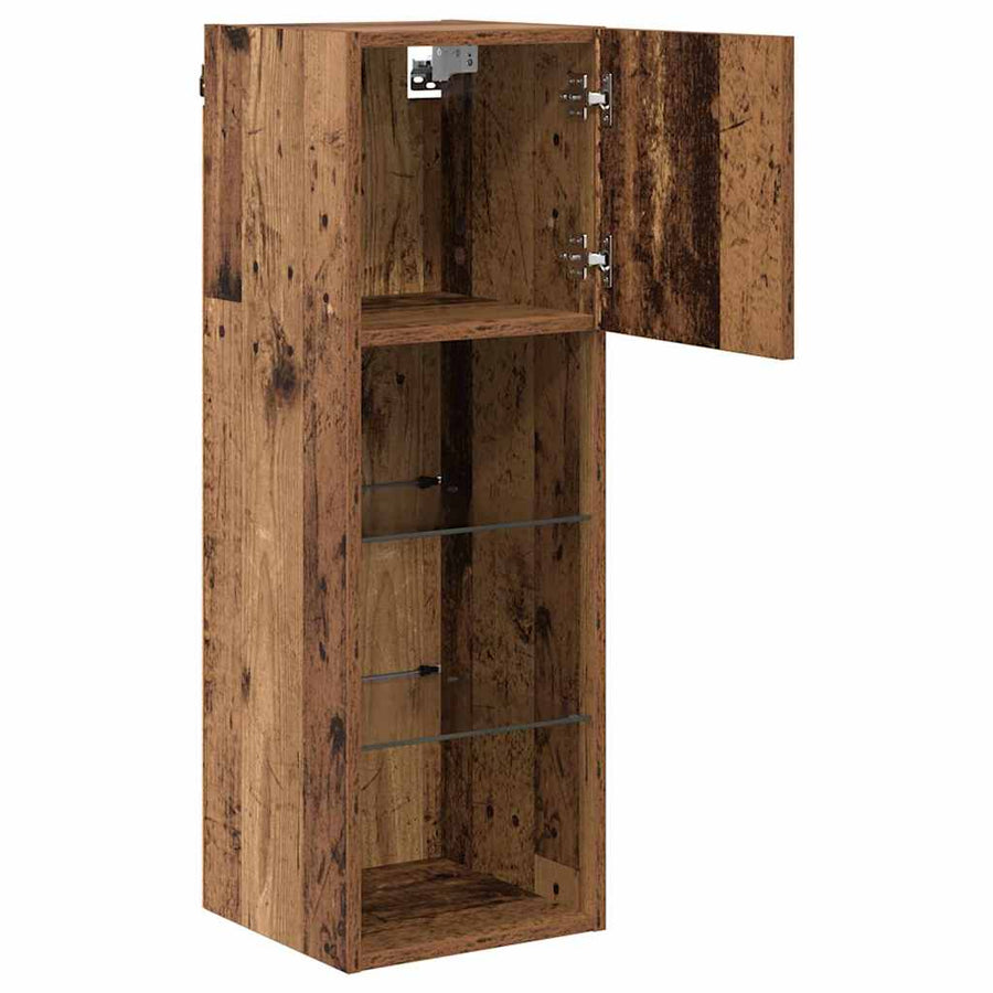 Wandgemonteerde TV Kast Oud Hout 30,5 x 30 x 90 cm Bewerkt hout
