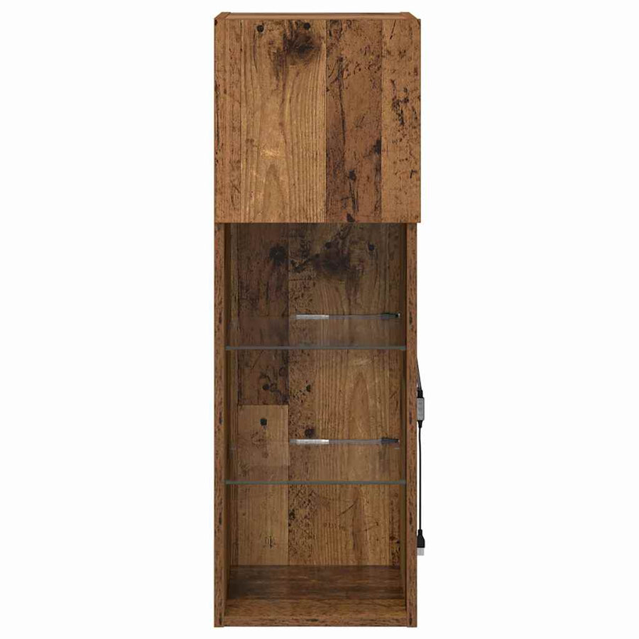 Wandgemonteerde TV Kast Oud Hout 30,5 x 30 x 90 cm Bewerkt hout
