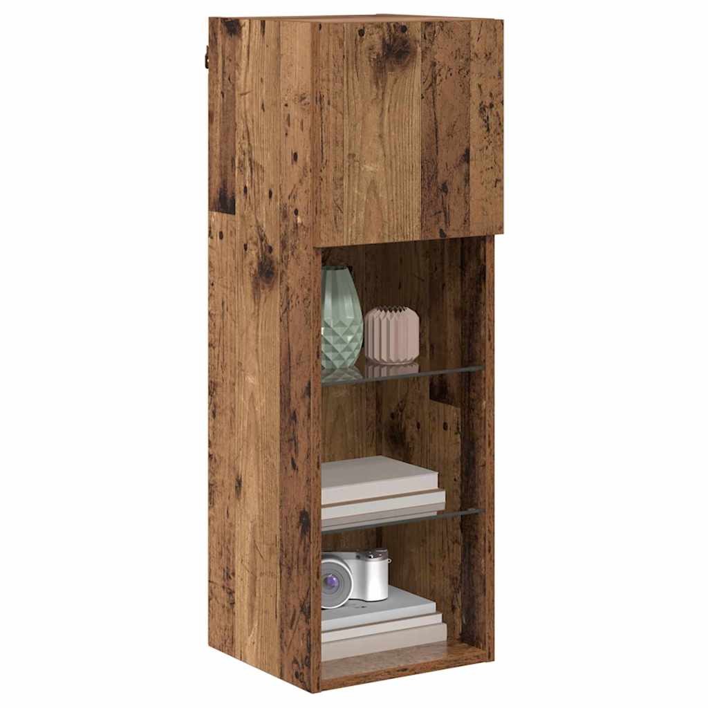 Wandgemonteerde TV Kast Oud Hout 30,5 x 30 x 90 cm Bewerkt hout