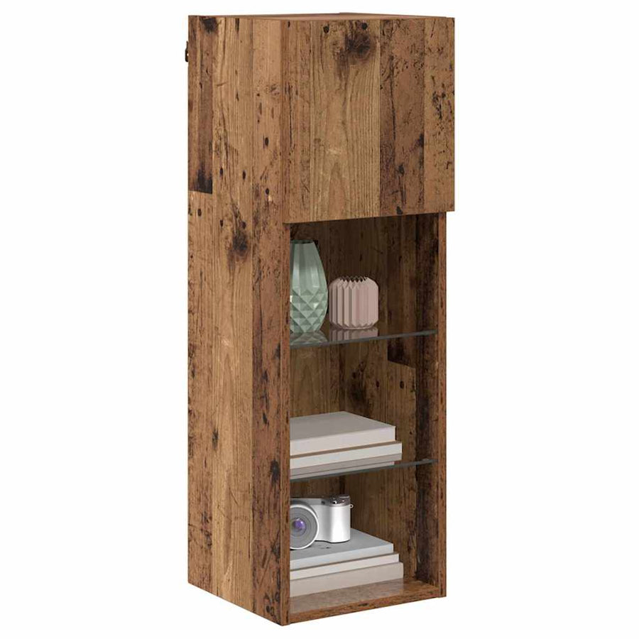Wandgemonteerde TV Kast Oud Hout 30,5 x 30 x 90 cm Bewerkt hout