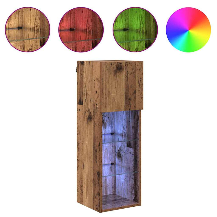 Wandgemonteerde TV Kast Oud Hout 30,5 x 30 x 90 cm Bewerkt hout