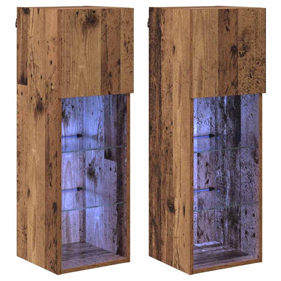 Wandgemonteerde TV-kasten 2 pcs Oud Hout 30,5 x 30 x 90 cm