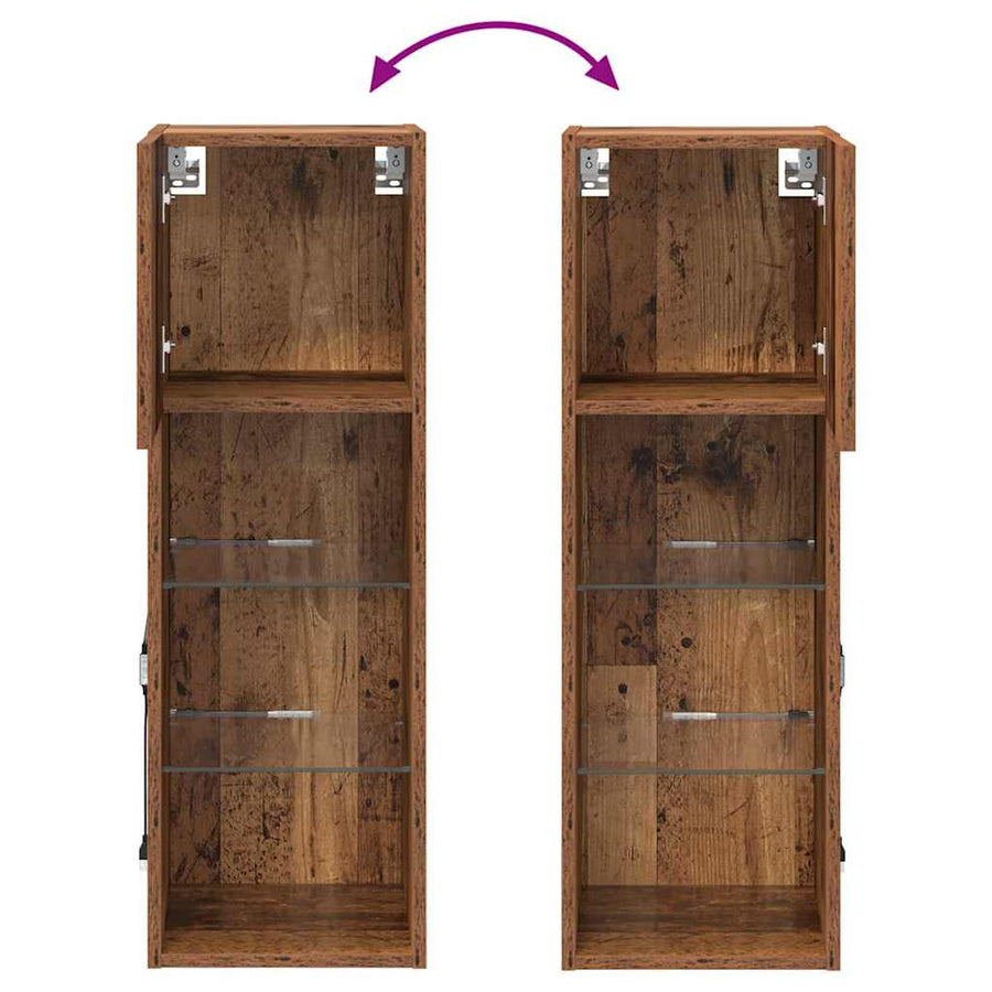 Wandgemonteerde TV-kasten 2 pcs Oud Hout 30,5 x 30 x 90 cm