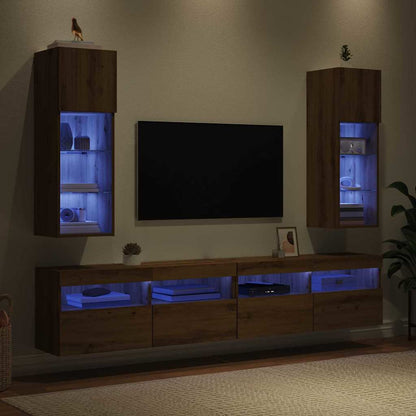 Wandgemonteerde TV-kasten 2 pcs Artisan Eiken 30,5 x 30 x 90 cm