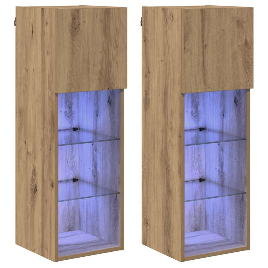 Wandgemonteerde TV-kasten 2 pcs Artisan Eiken 30,5 x 30 x 90 cm