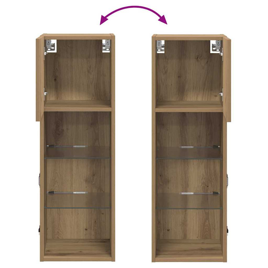 Wandgemonteerde TV-kasten 2 pcs Artisan Eiken 30,5 x 30 x 90 cm