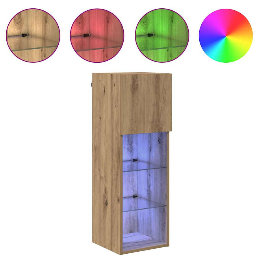 Wandgemonteerde TV-kasten 2 pcs Artisan Eiken 30,5 x 30 x 90 cm
