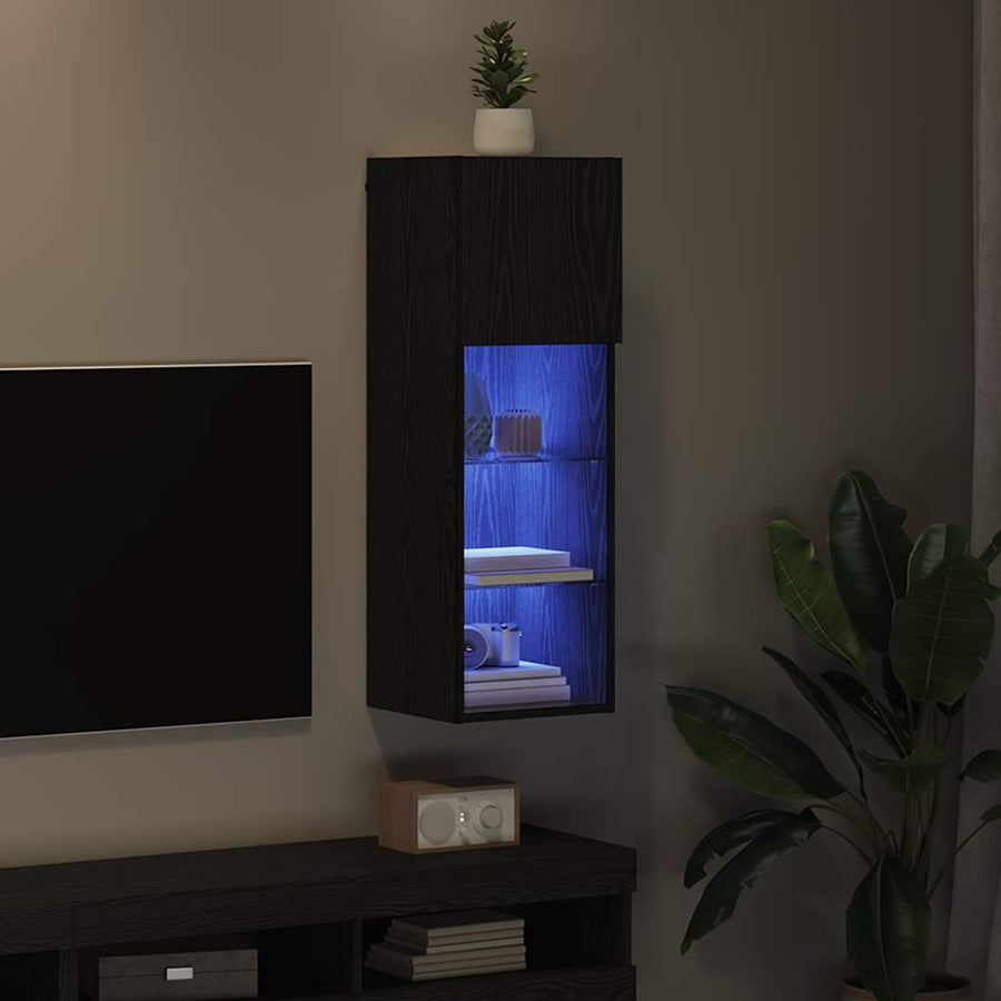 Wandgemonteerde TV Kast Zwart Eiken 30,5 x 30 x 90 cm
