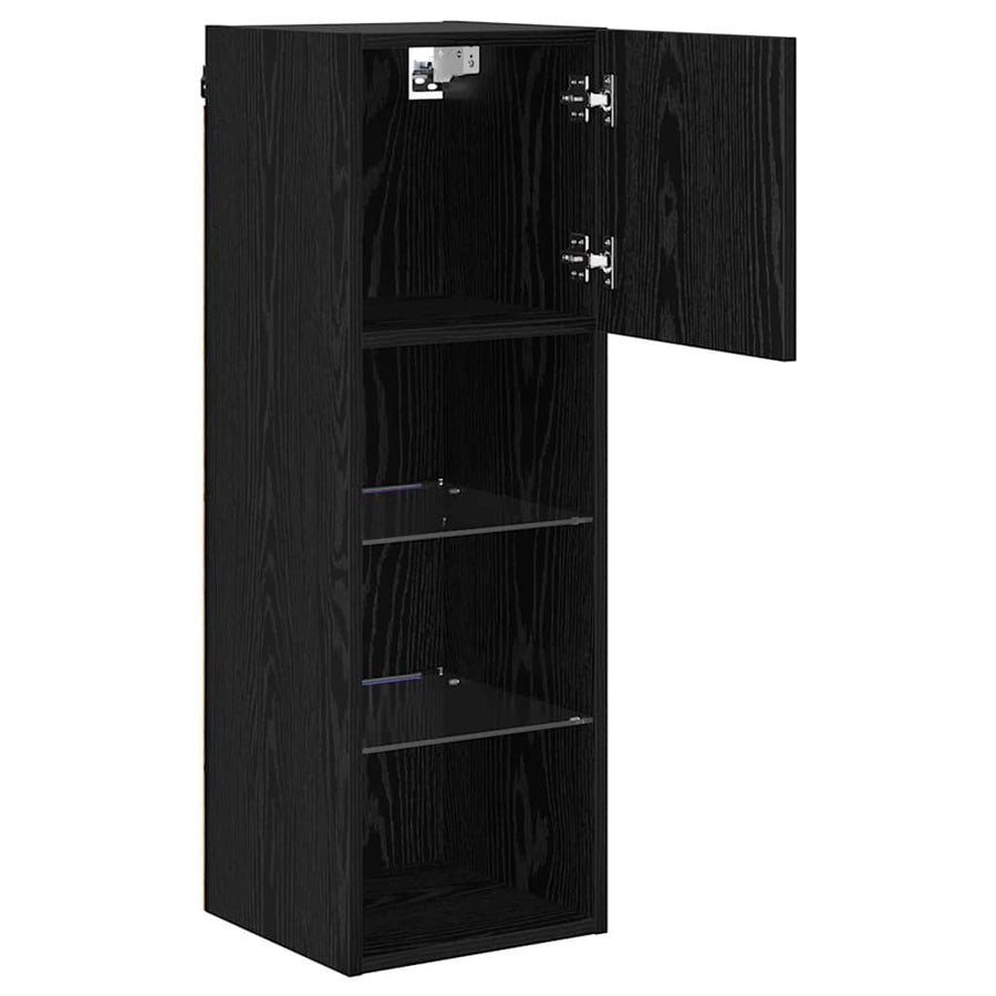 Wandgemonteerde TV Kast Zwart Eiken 30,5 x 30 x 90 cm