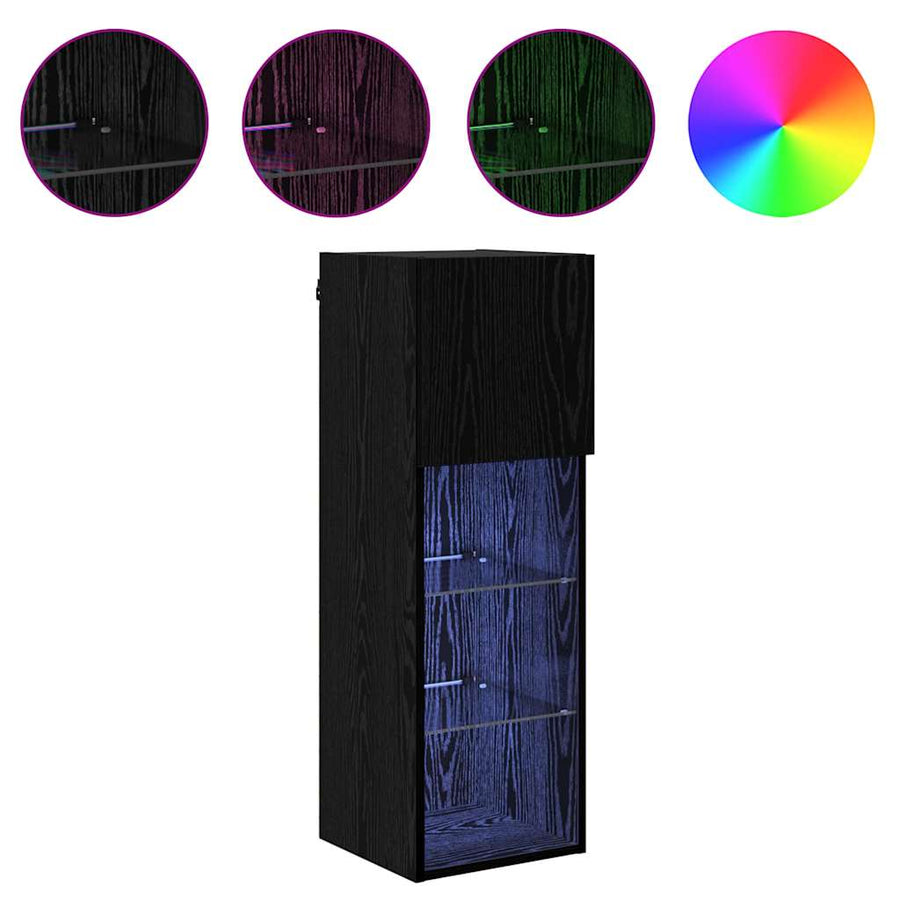 Wandgemonteerde TV Kast Zwart Eiken 30,5 x 30 x 90 cm