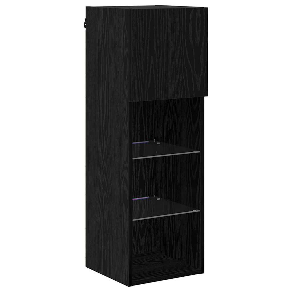Wandgemonteerde TV-kasten 2 pcs Zwart Eiken 30,5 x 30 x 90 cm