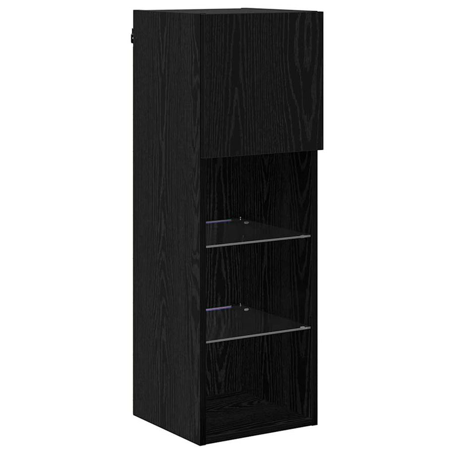 Wandgemonteerde TV-kasten 2 pcs Zwart Eiken 30,5 x 30 x 90 cm