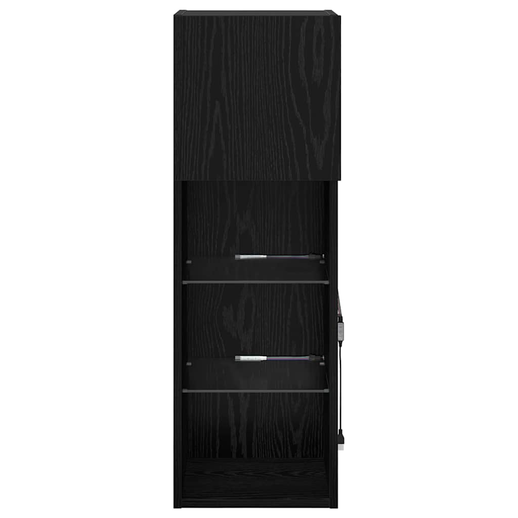 Wandgemonteerde TV-kasten 2 pcs Zwart Eiken 30,5 x 30 x 90 cm