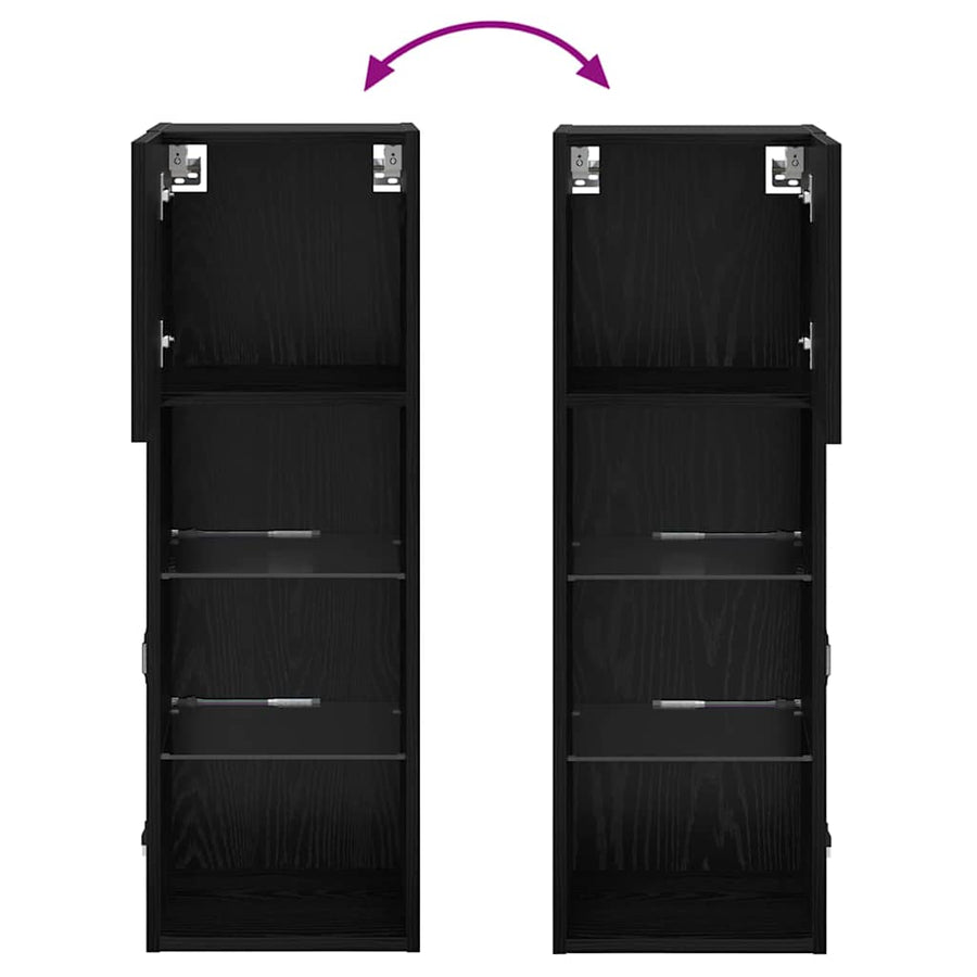 Wandgemonteerde TV-kasten 2 pcs Zwart Eiken 30,5 x 30 x 90 cm
