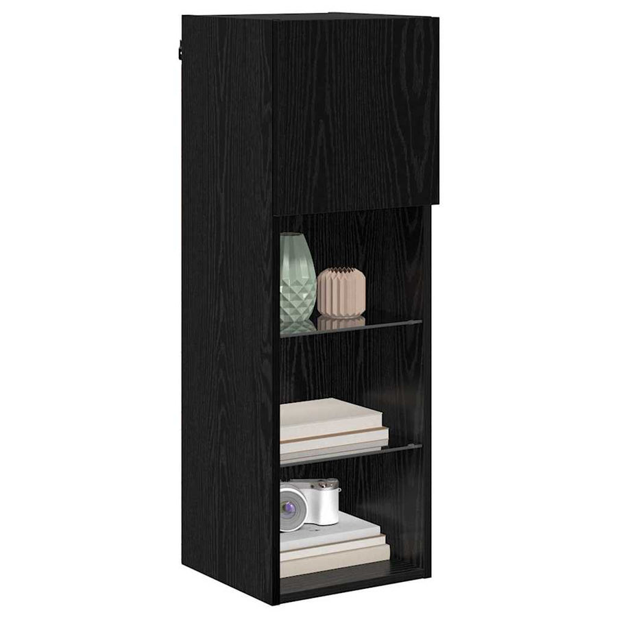 Wandgemonteerde TV-kasten 2 pcs Zwart Eiken 30,5 x 30 x 90 cm