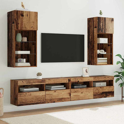 Wandgemonteerde TV Kast Oud Hout 40,5 x 30 x 90 cm Bewerkt hout