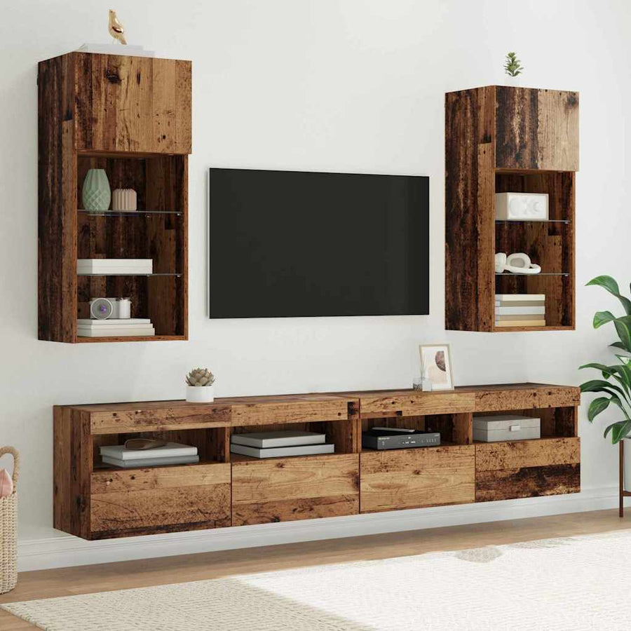 Wandgemonteerde TV Kast Oud Hout 40,5 x 30 x 90 cm Bewerkt hout