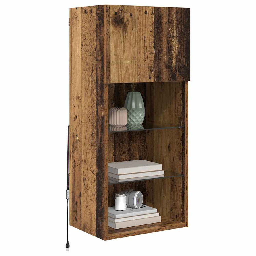 Wandgemonteerde TV Kast Oud Hout 40,5 x 30 x 90 cm Bewerkt hout