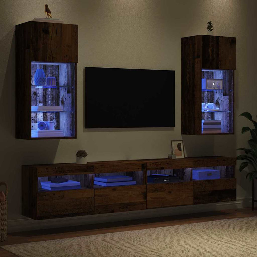 Wandgemonteerde TV-kasten 2 pcs Oud Hout 40,5 x 30 x 90 cm