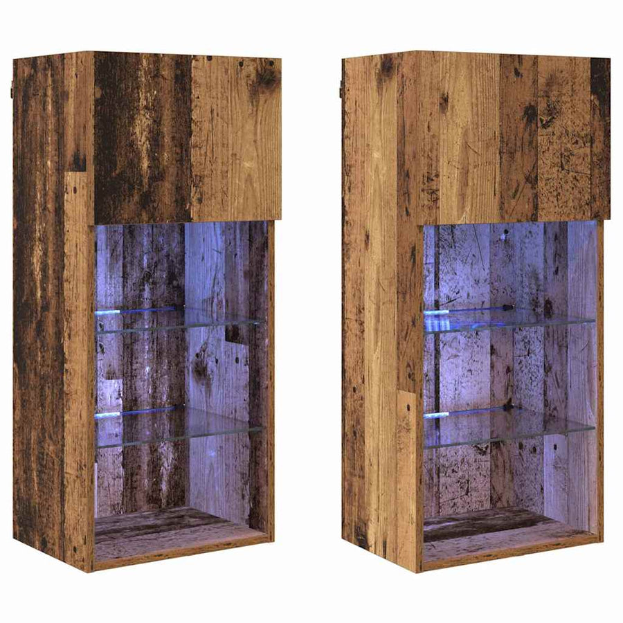 Wandgemonteerde TV-kasten 2 pcs Oud Hout 40,5 x 30 x 90 cm