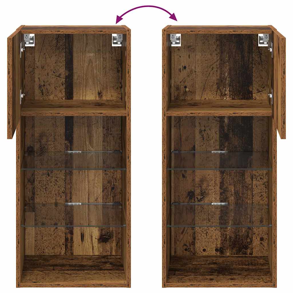 Wandgemonteerde TV-kasten 2 pcs Oud Hout 40,5 x 30 x 90 cm