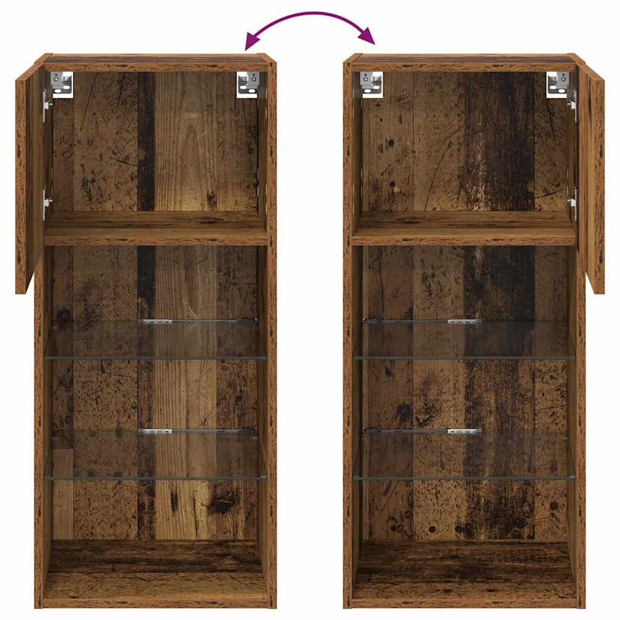 Wandgemonteerde TV-kasten 2 pcs Oud Hout 40,5 x 30 x 90 cm