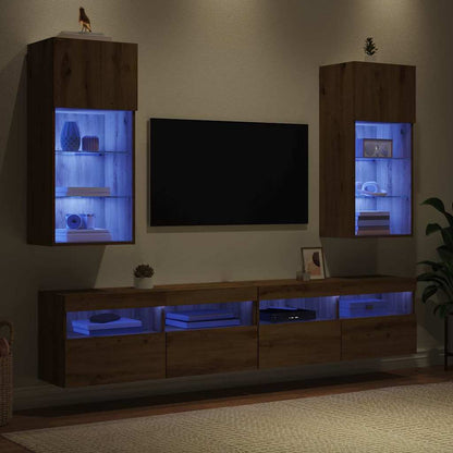 Wandgemonteerde TV-kasten 2 pcs Artisan Eiken 40,5 x 30 x 90 cm