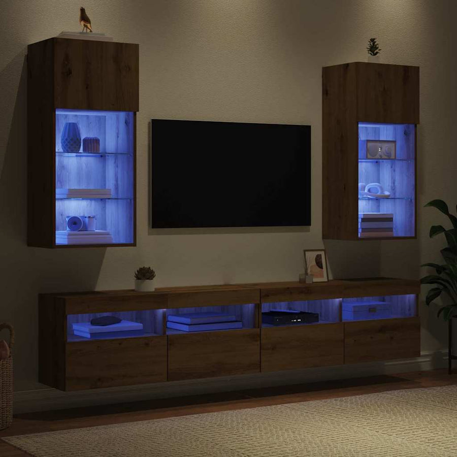 Wandgemonteerde TV-kasten 2 pcs Artisan Eiken 40,5 x 30 x 90 cm