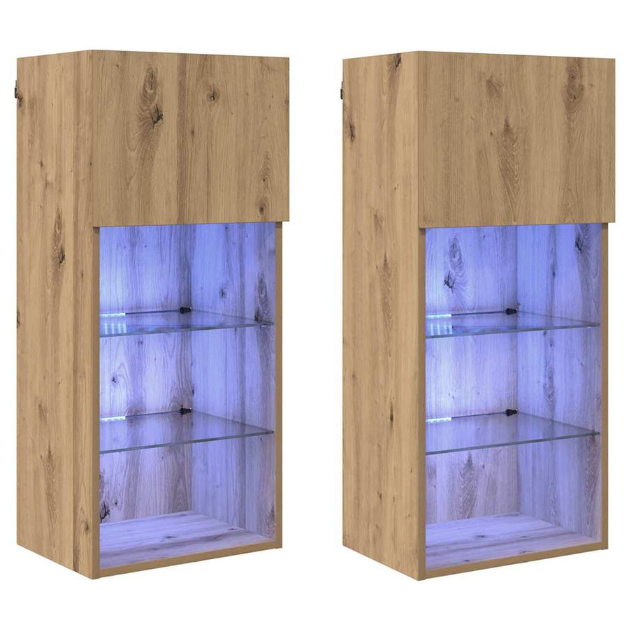 Wandgemonteerde TV-kasten 2 pcs Artisan Eiken 40,5 x 30 x 90 cm