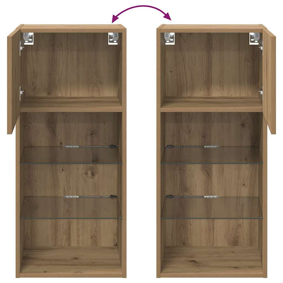 Wandgemonteerde TV-kasten 2 pcs Artisan Eiken 40,5 x 30 x 90 cm