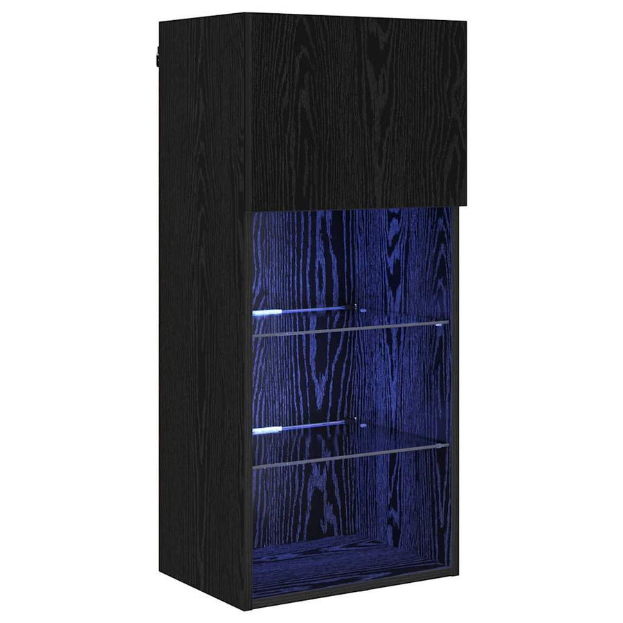 Wandgemonteerde TV Kast Zwart Eiken 40,5 x 30 x 90 cm