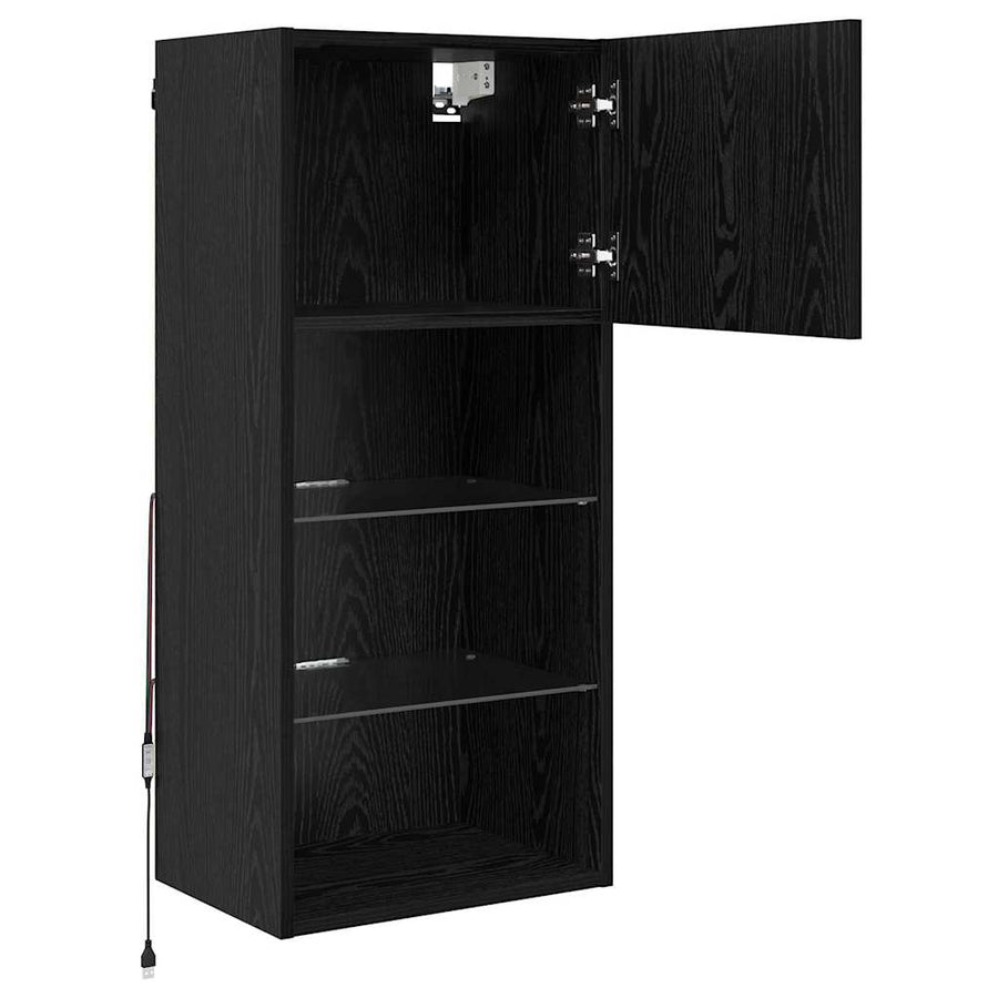 Wandgemonteerde TV Kast Zwart Eiken 40,5 x 30 x 90 cm