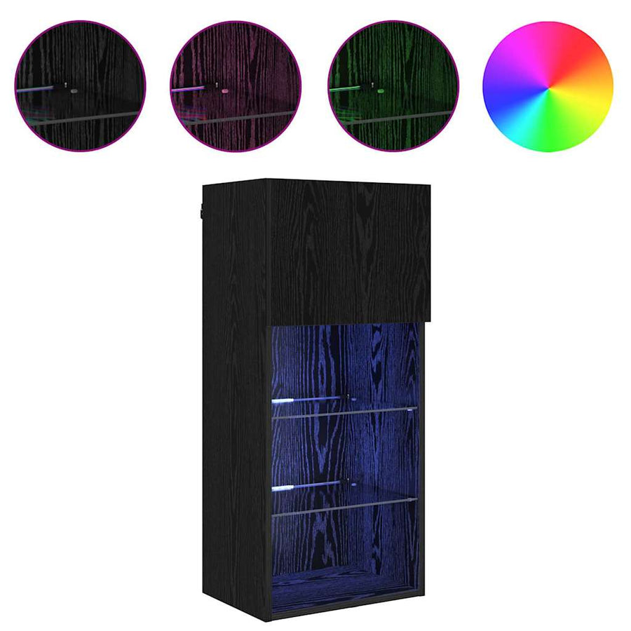 Wandgemonteerde TV Kast Zwart Eiken 40,5 x 30 x 90 cm